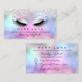 Makeup Artist Eyebrows Lashes Tropfen Pink Gray Si Visitenkarte (Vorne/Hinten)