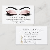 Makeup Artist Eyebrows Lashes White Rose Gold Visitenkarte (Vorne/Hinten)