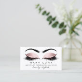 Makeup Artist Eyebrows Lashes White Rose Gold Visitenkarte (Stehend Vorderseite)