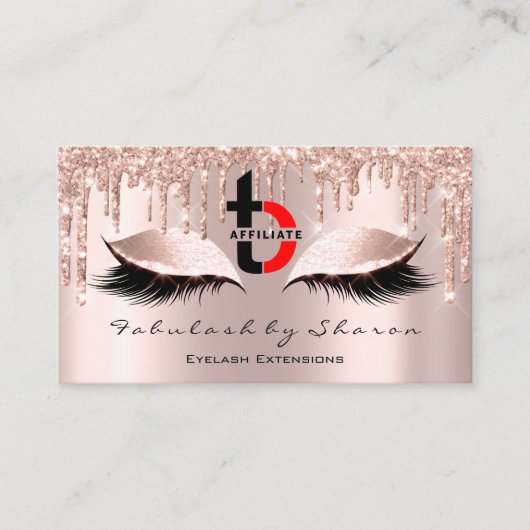 Makeup Artist Eyelash Affiliate Logo Tropfen Rose Visitenkarte (Vorderseite)