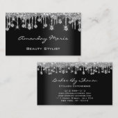 Makeup Artist Eyelash Black Tropfens Silver Diamon Visitenkarte (Vorne/Hinten)