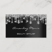 Makeup Artist Eyelash Black Tropfens Silver Diamon Visitenkarte (Vorderseite)