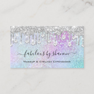 Makeup Artist Eyelash Blue Holographic Diamond Visitenkarte