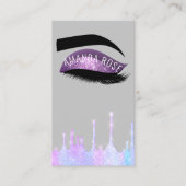 Makeup Artist Eyelash Brows Lila Pink Holograph Visitenkarte (Vorderseite)