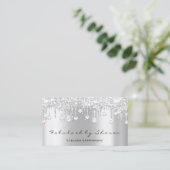 Makeup Artist Eyelash Diamond Tropfen Silver Blogg Visitenkarte (Stehend Vorderseite)