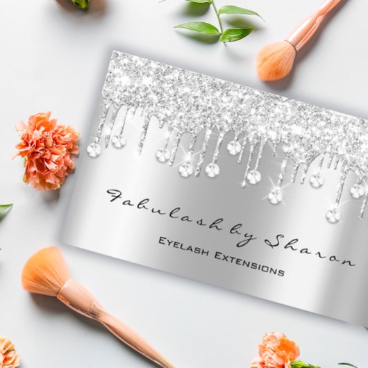 Makeup Artist Eyelash Diamond Tropfen Silver Blogg Visitenkarte