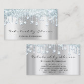 Makeup Artist Eyelash Diamond Tropfens Grau Blau Visitenkarte (Vorne/Hinten)