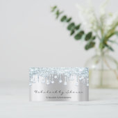 Makeup Artist Eyelash Diamond Tropfens Grau Blau Visitenkarte (Stehend Vorderseite)