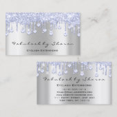 Makeup Artist Eyelash Diamond Tropfens Silver Blue Visitenkarte (Vorne/Hinten)