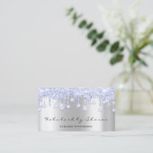 Makeup Artist Eyelash Diamond Tropfens Silver Blue Visitenkarte (Stehend Vorderseite)