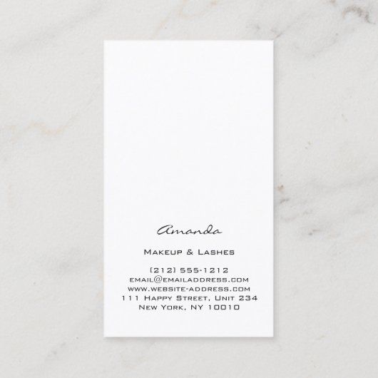 Makeup Artist Eyelash Extension Hair Stylist Face Visitenkarte (Rückseite)