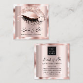 Makeup Artist Eyelash Extension Rose Lux Logo Quadratische Visitenkarte (Vorne/Hinten)