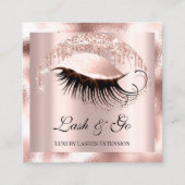 Makeup Artist Eyelash Extension Rose Lux Logo Quadratische Visitenkarte (Vorderseite)