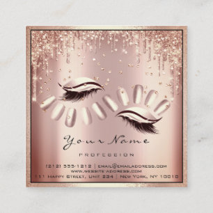 Makeup Artist Eyelash Extension Rose Tropfen Quadratische Visitenkarte