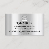 Makeup Artist Eyelash Extensions QR LOGO Silver Visitenkarte (Rückseite)