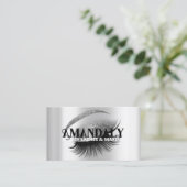 Makeup Artist Eyelash Extensions QR LOGO Silver Visitenkarte (Stehend Vorderseite)