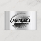 Makeup Artist Eyelash Extensions QR LOGO Silver Visitenkarte (Vorderseite)