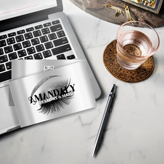 Makeup Artist Eyelash Extensions QR LOGO Silver Visitenkarte