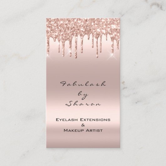 Makeup Artist Eyelash Eyelash Glitzer Tropfen Rose Visitenkarte (Vorderseite)