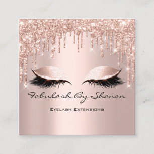 Makeup Artist Eyelash Eyelashes Tropfen Rose Squar Quadratische Visitenkarte