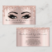 Makeup Artist Eyelash Glitzer Tropfen Rose Gold Visitenkarte (Vorne/Hinten)