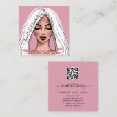 Makeup Artist Eyelash Haare Braut Rosa Lippen Quadratische Visitenkarte (Vorne/Hinten)