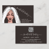 Makeup Artist Eyelash Hair Brows QR Code Black Visitenkarte (Vorne/Hinten)