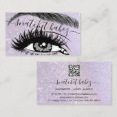 Makeup Artist Eyelash Hair Brows QR Code Lila Visitenkarte (Vorne/Hinten)