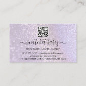 Makeup Artist Eyelash Hair Brows QR Code Lila Visitenkarte (Rückseite)