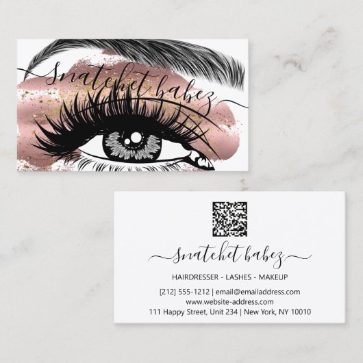 Makeup Artist Eyelash Hair Brows QR Code Paint Visitenkarte (Vorne/Hinten)