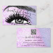 Makeup Artist Eyelash Hair Brows QR Code Rosa Visitenkarte (Vorne/Hinten)