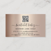Makeup Artist Eyelash Hair Brows QR Code Rose Visitenkarte (Rückseite)