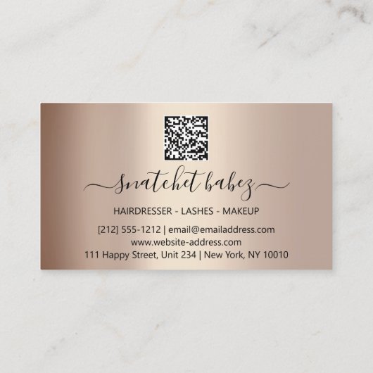 Makeup Artist Eyelash Hair Brows QR Code Rose Visitenkarte (Rückseite)