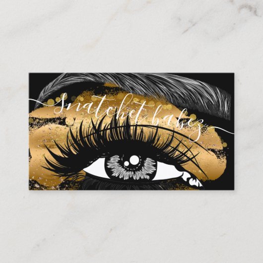Makeup Artist Eyelash Hair Brows QR Logo Gold Visitenkarte (Vorderseite)