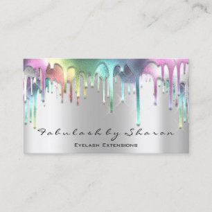 Makeup Artist Eyelash Holograph Tropfen Silbergrau Visitenkarte