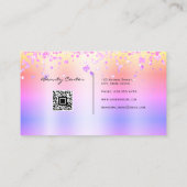 Makeup Artist Eyelash Holographic Glitzer QR Pink Visitenkarte (Rückseite)