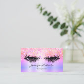 Makeup Artist Eyelash Holographic Glitzer QR Pink Visitenkarte (Stehend Vorderseite)