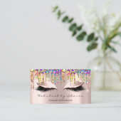 Makeup Artist Eyelash Lash Glitzer Rose Holograp Visitenkarte (Stehend Vorderseite)