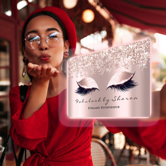 Makeup Artist Eyelash Lash Gray Rose Confetti Rose Visitenkarte