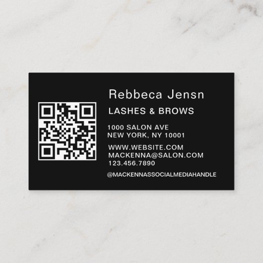 Makeup Artist Eyelash Lashes Black & White script Visitenkarte (Rückseite)