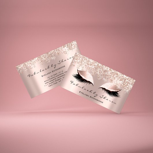 Makeup Artist Eyelash Lashes Glitzer Confetti Rose Visitenkarte