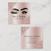 Makeup Artist Eyelash Lashes Glitzer Rose Gold Quadratische Visitenkarte (Vorne/Hinten)