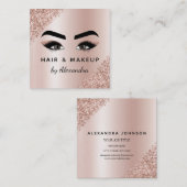 Makeup Artist Eyelash Lashes Glitzer Rose Gold Quadratische Visitenkarte (Vorne/Hinten)