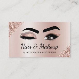 Makeup Artist Eyelash Lashes Glitzer Rose Gold Visitenkarte