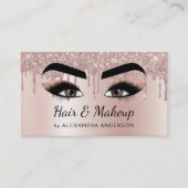 Makeup Artist Eyelash Lashes Glitzer Rose Gold Visitenkarte (Vorderseite)