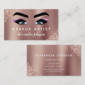 Makeup Artist Eyelash Lashes Glitzer Rose Gold Visitenkarte (Vorne/Hinten)