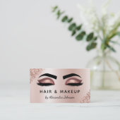 Makeup Artist Eyelash Lashes Glitzer Rose Gold Visitenkarte (Stehend Vorderseite)
