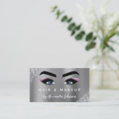 Makeup Artist Eyelash Lashes Glitzer Silver Visitenkarte (Stehend Vorderseite)