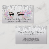 Makeup Artist Eyelash Lashes Glitzer Tropfen Grau Visitenkarte (Vorne/Hinten)