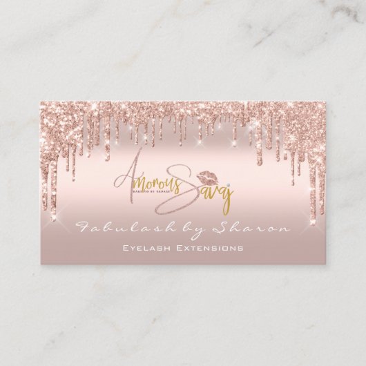 Makeup Artist Eyelash Lashes Glitzer Tropfen Logo1 Visitenkarte (Vorderseite)